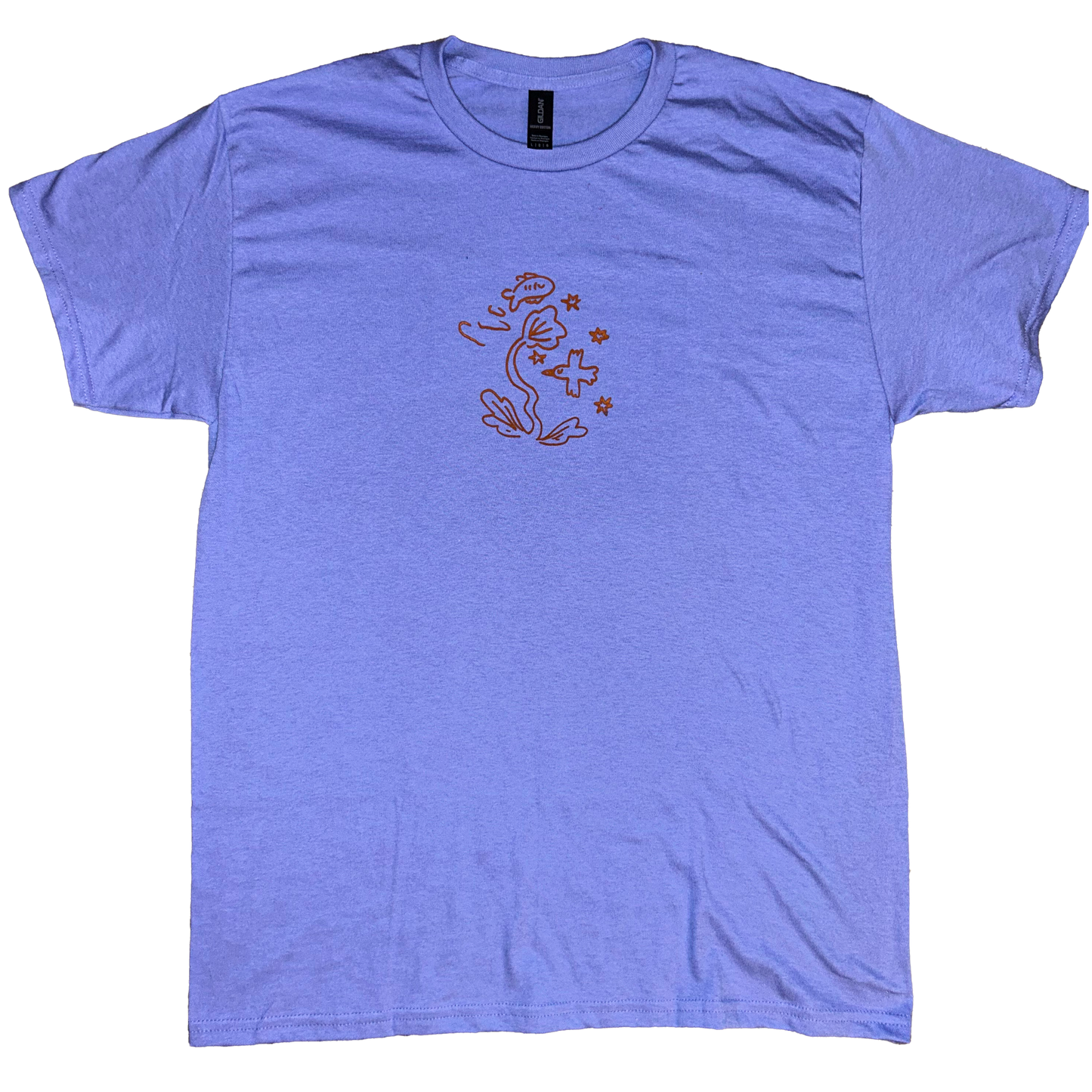 bird and fish periwinkle short sleeve t-shirt - large