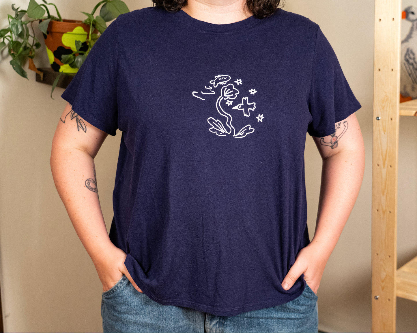 bird and fish short sleeve shirt - extra large