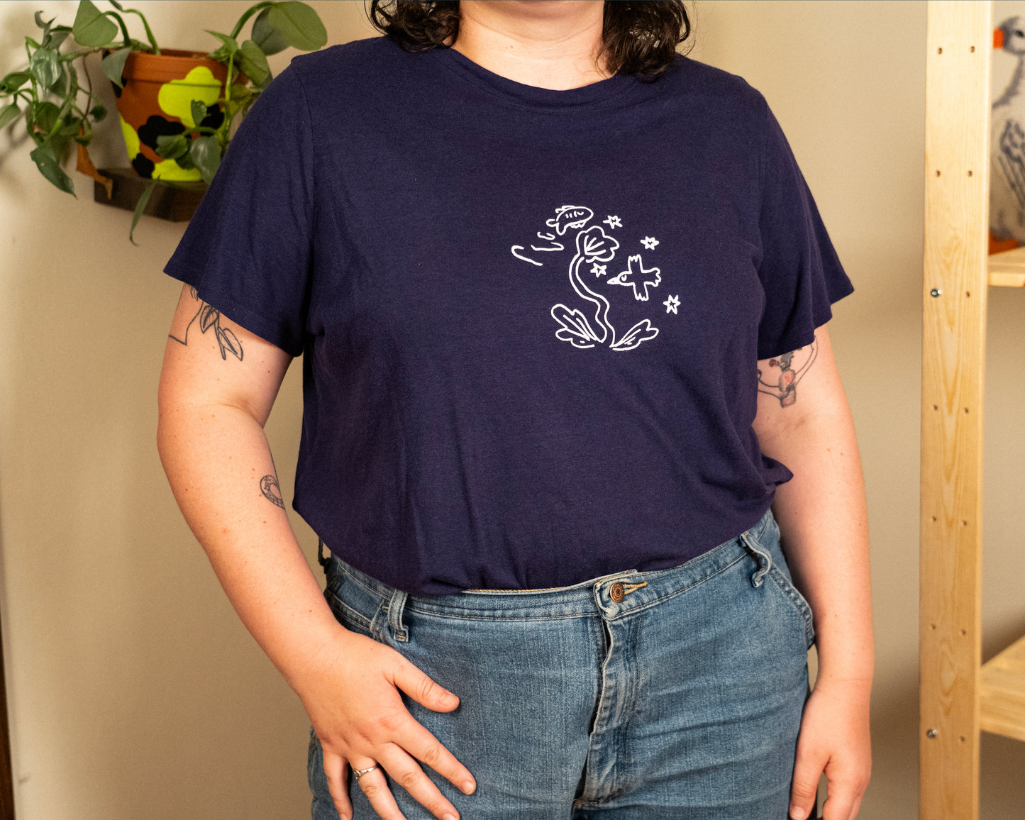 bird and fish short sleeve shirt - extra large