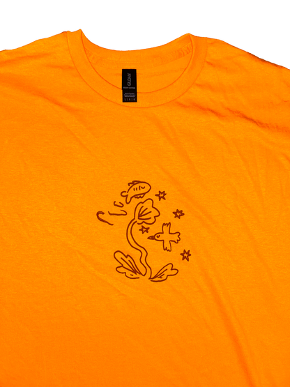 bird and fish orange short sleeve t-shirt - large