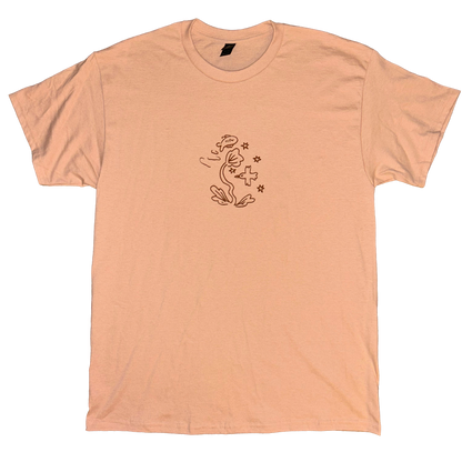 bird and fish peach short sleeve t-shirt - large