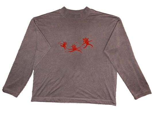 starface grey mockneck long sleeve shirt - large