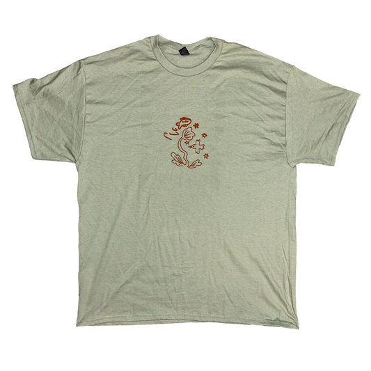 bird and fish sage green short sleeve t-shirt - large